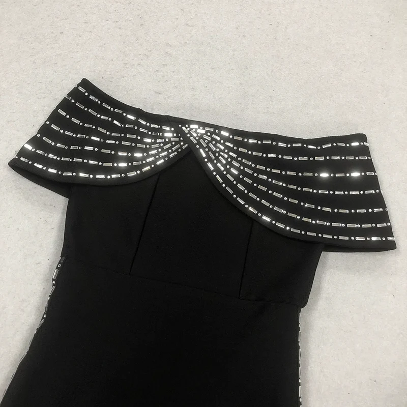 Sheath/Column Off-the-Shoulder Ankle Length Ruffled Evening Dresses with Rhinestones - Image 5