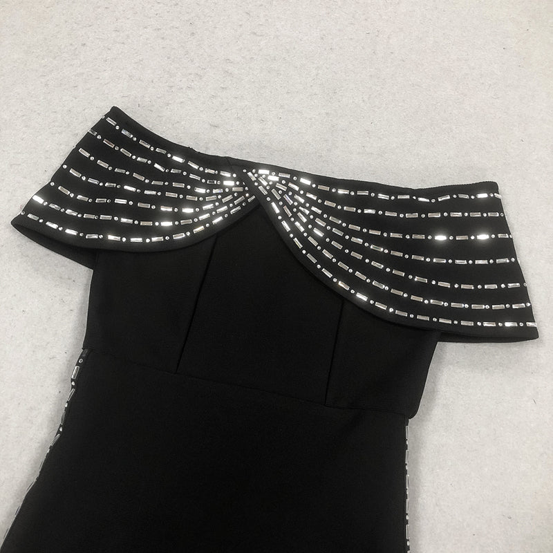 Sheath/Column Off-the-Shoulder Ankle Length Ruffled Evening Dresses with Rhinestones - Image 6