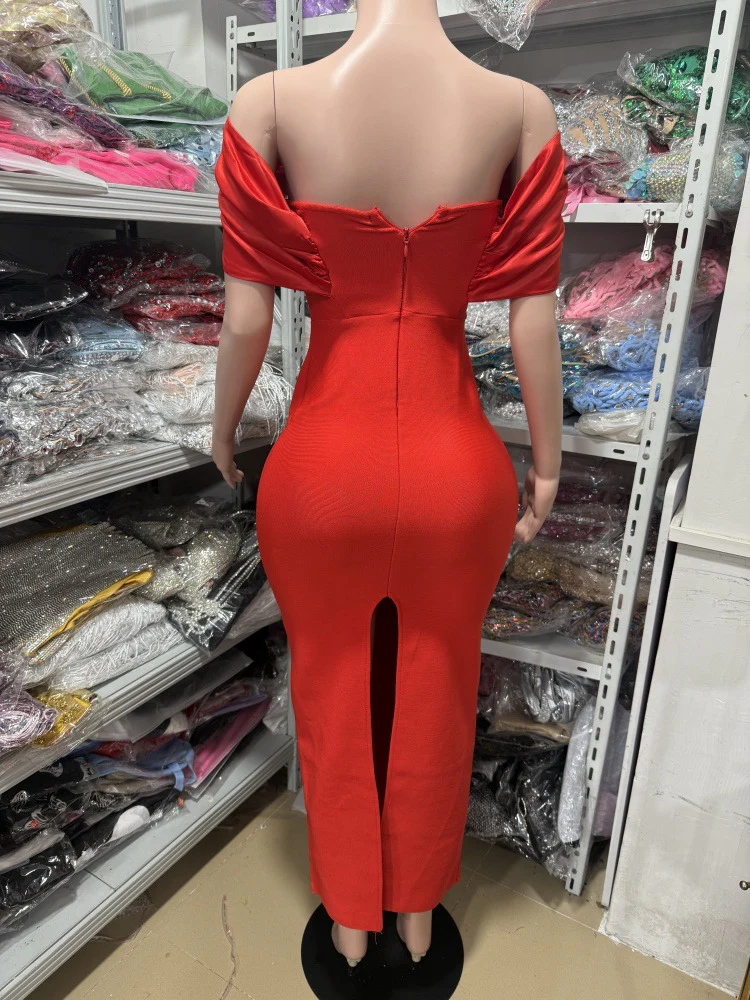 Sheath/Column Off-the-Shoulder Evening Dresses Strapless Party Dresses Floor-Length with Rhinestone - Image 2