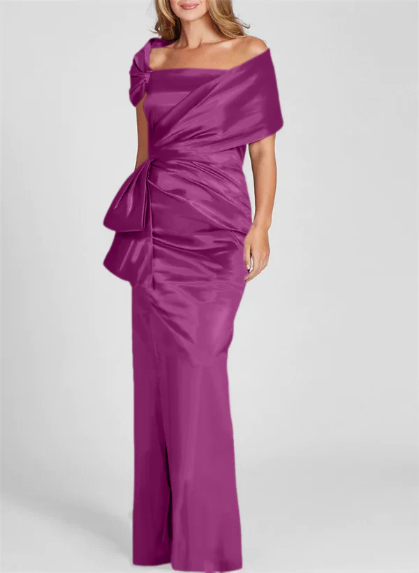 Sheath/Column Off-the-Shoulder Floor-Length Mother of the Bride Dresses - Image 40