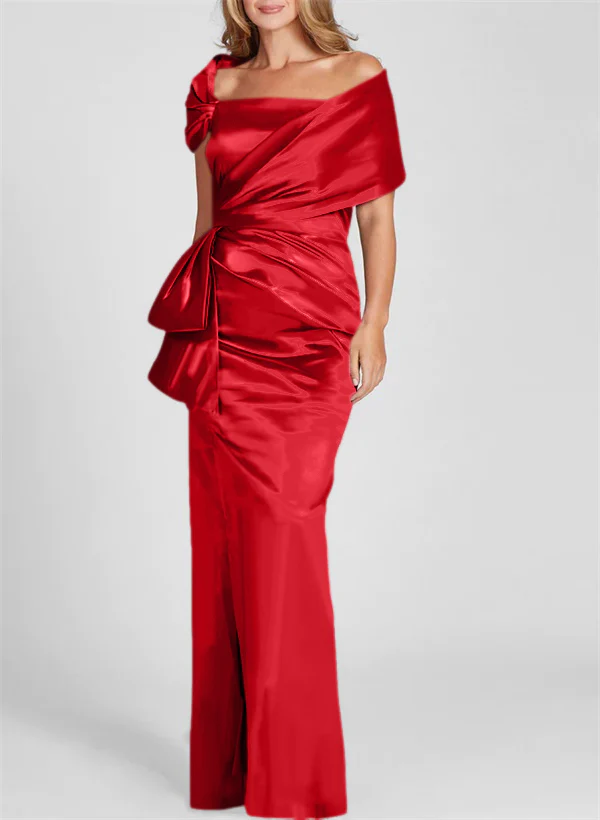 Sheath/Column Off-the-Shoulder Floor-Length Mother of the Bride Dresses - Image 46