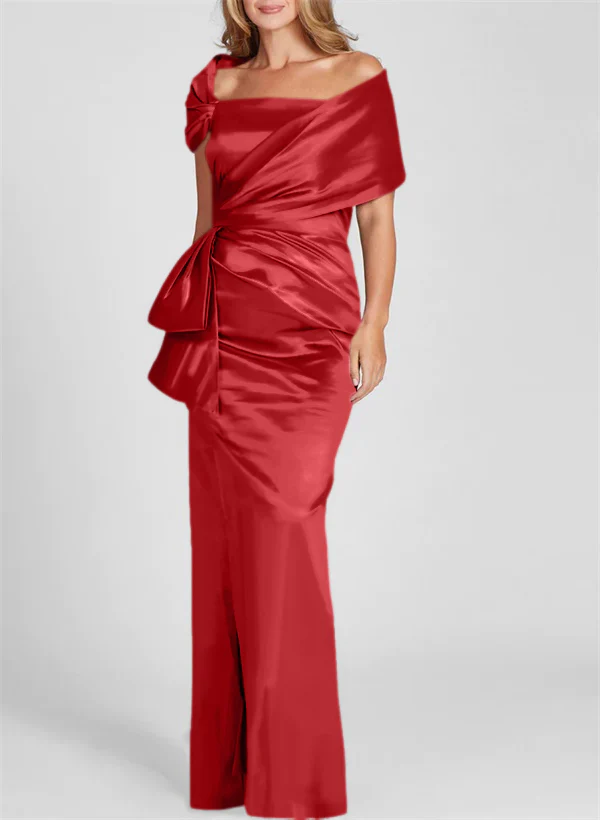 Sheath/Column Off-the-Shoulder Floor-Length Mother of the Bride Dresses - Image 57
