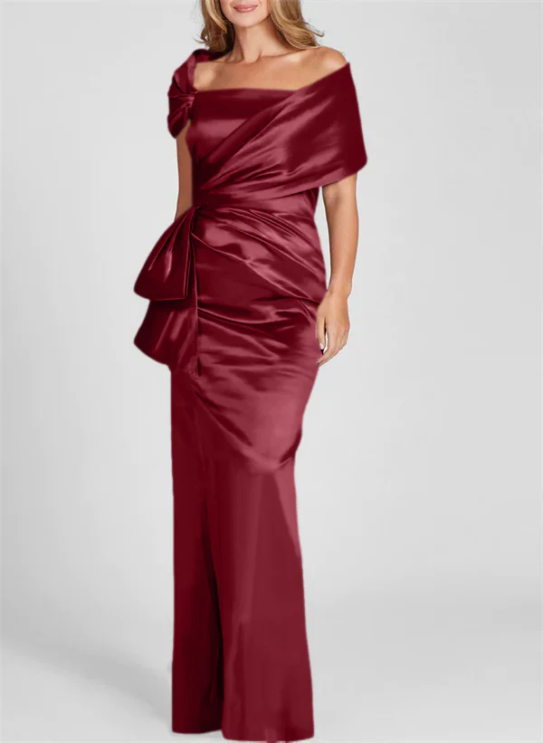 Sheath/Column Off-the-Shoulder Floor-Length Mother of the Bride Dresses - Image 8