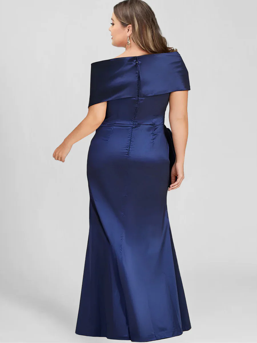 Sheath/Column Off-the-Shoulder Floor-Length Plus Size Mother of the Bride Dresses - Image 2