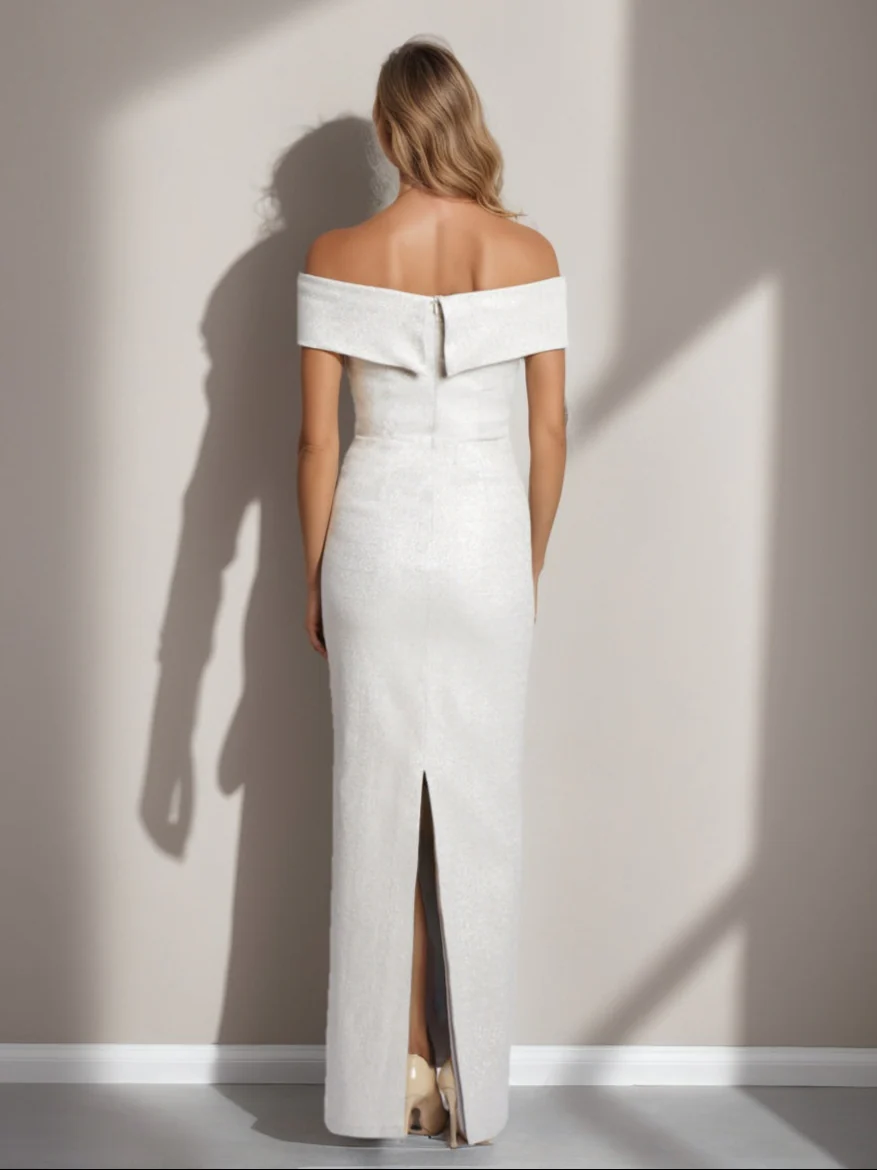 Sheath/Column Off-the-Shoulder Floor-Length Plus Size Mother of the Bride Dresses with Ruffles - Image 2