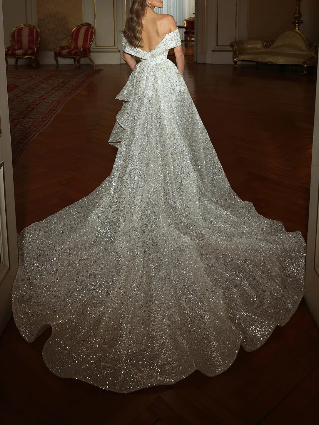Sheath/Column Off-the-Shoulder Floor-length Prom Dresses - Image 2