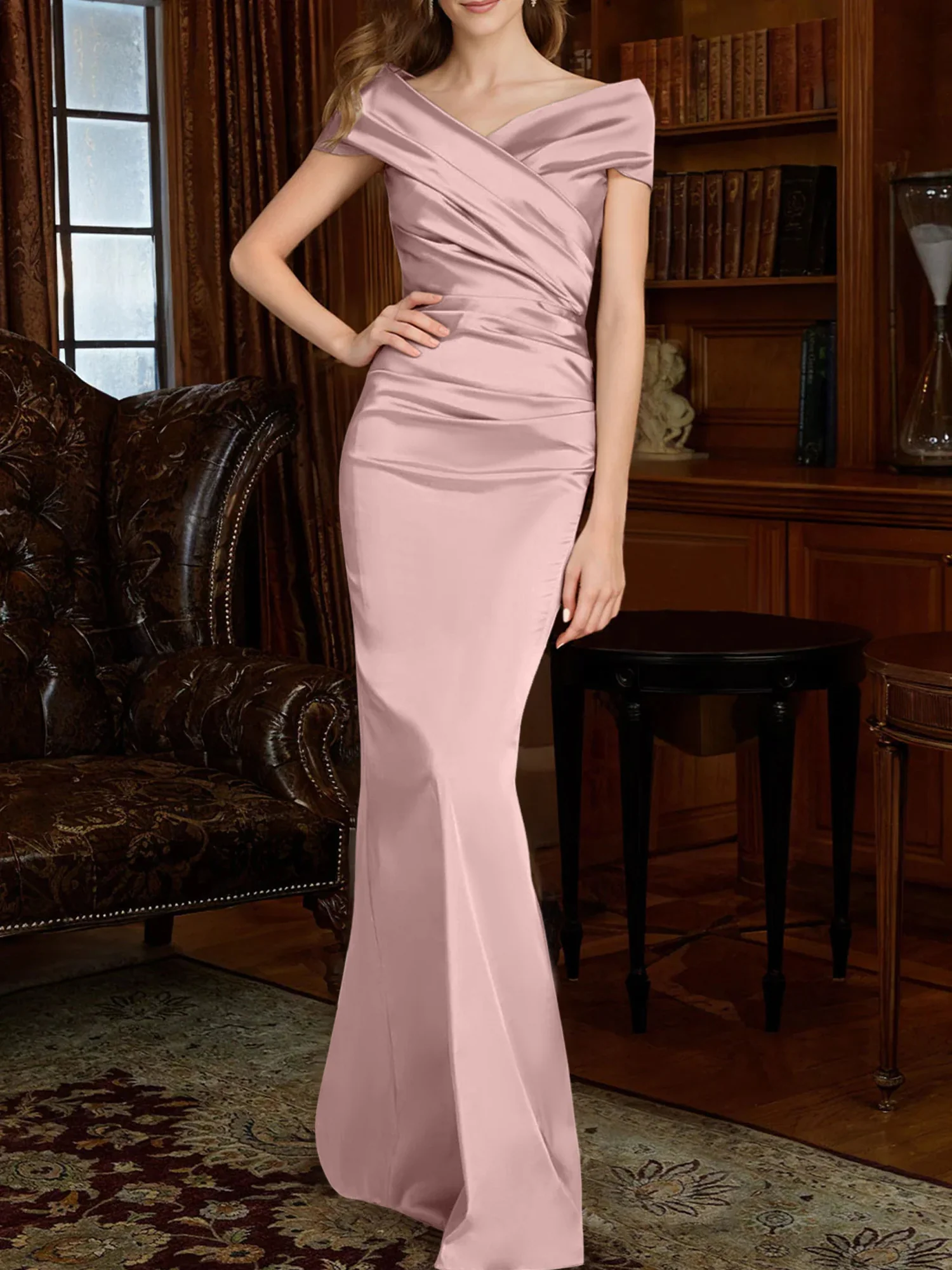 Sheath/Column Off-the-Shoulder Mother of the Bride Dresses - Image 17