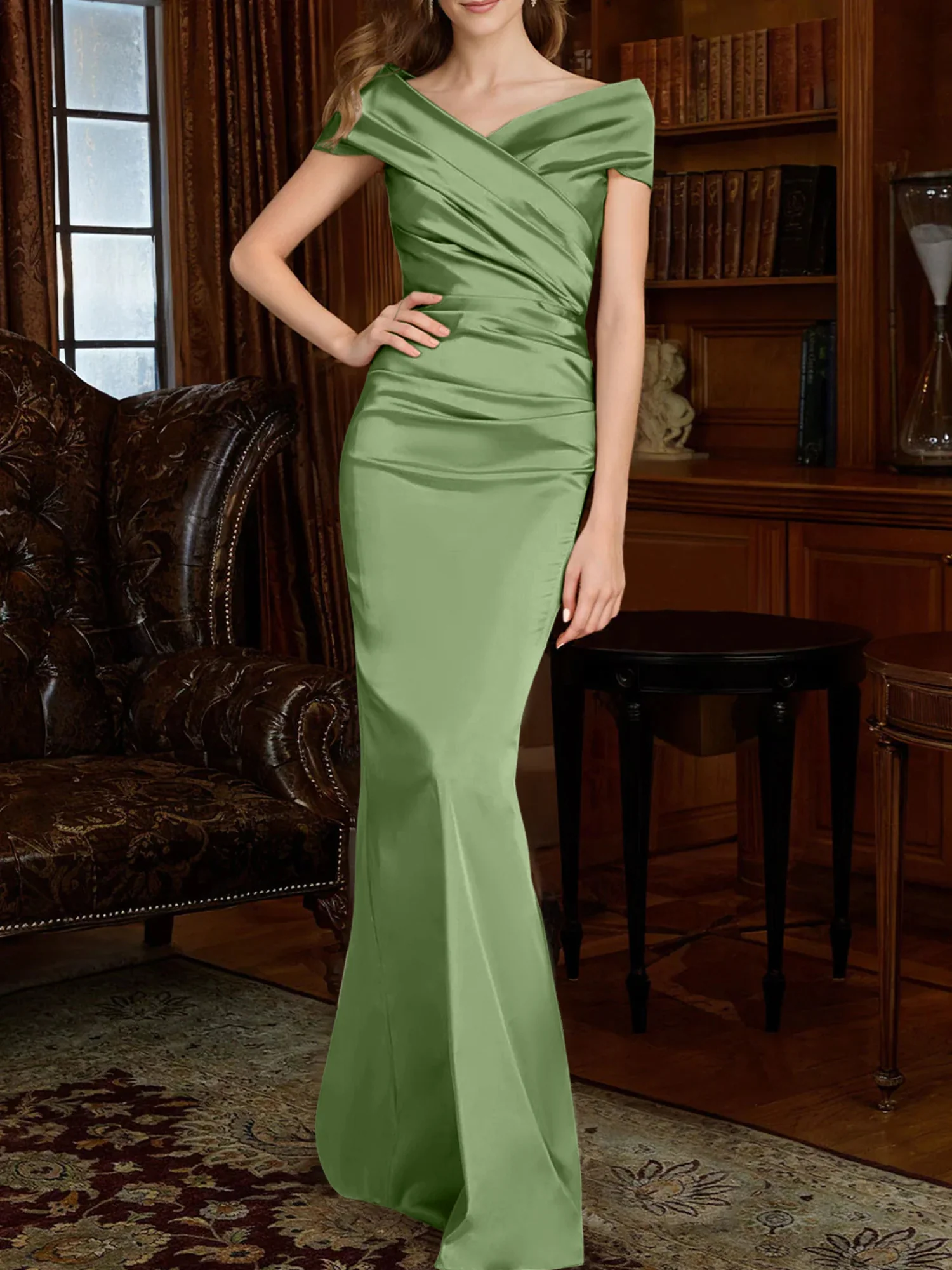 Sheath/Column Off-the-Shoulder Mother of the Bride Dresses - Image 18