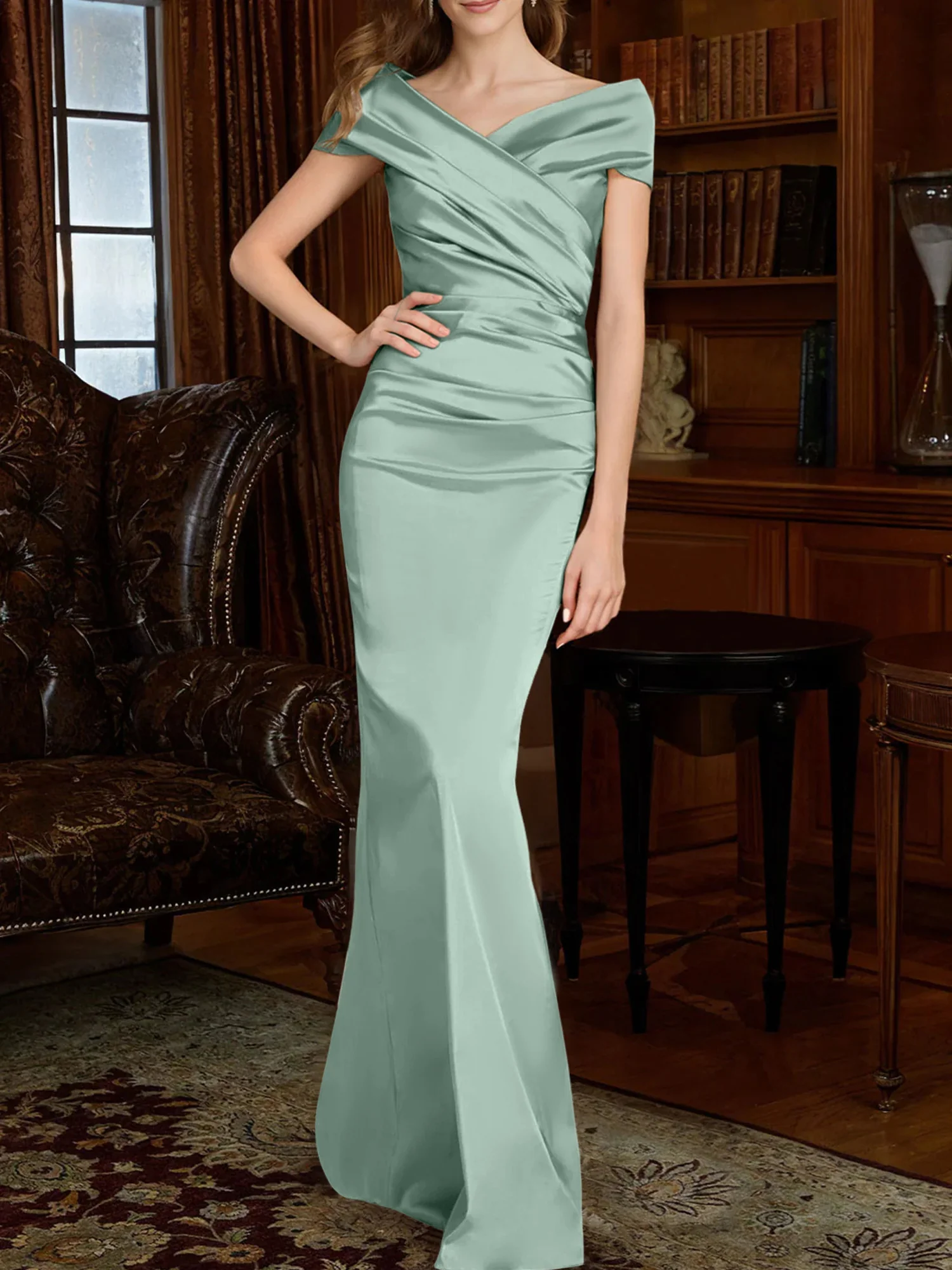 Sheath/Column Off-the-Shoulder Mother of the Bride Dresses - Image 20