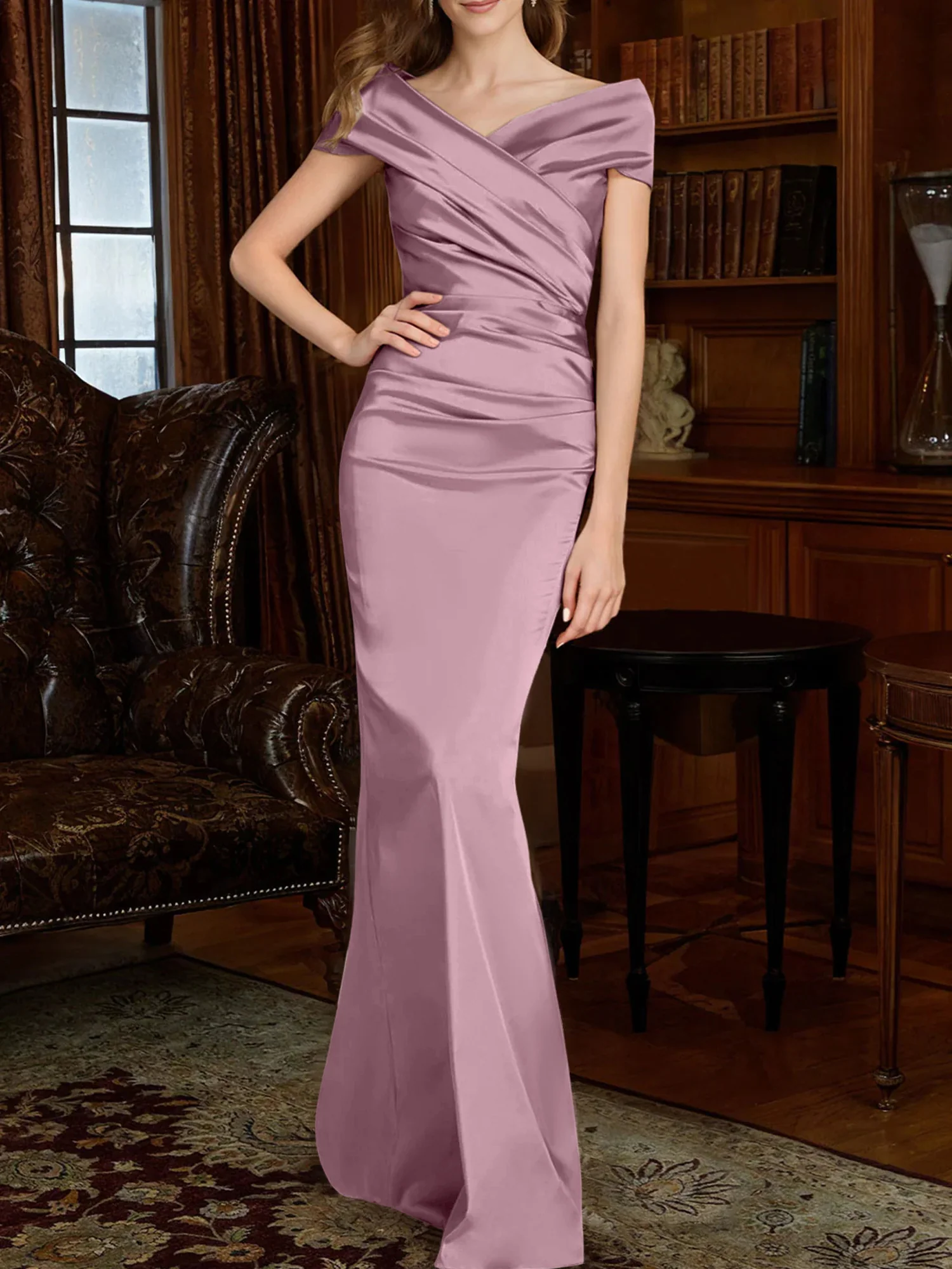 Sheath/Column Off-the-Shoulder Mother of the Bride Dresses - Image 38