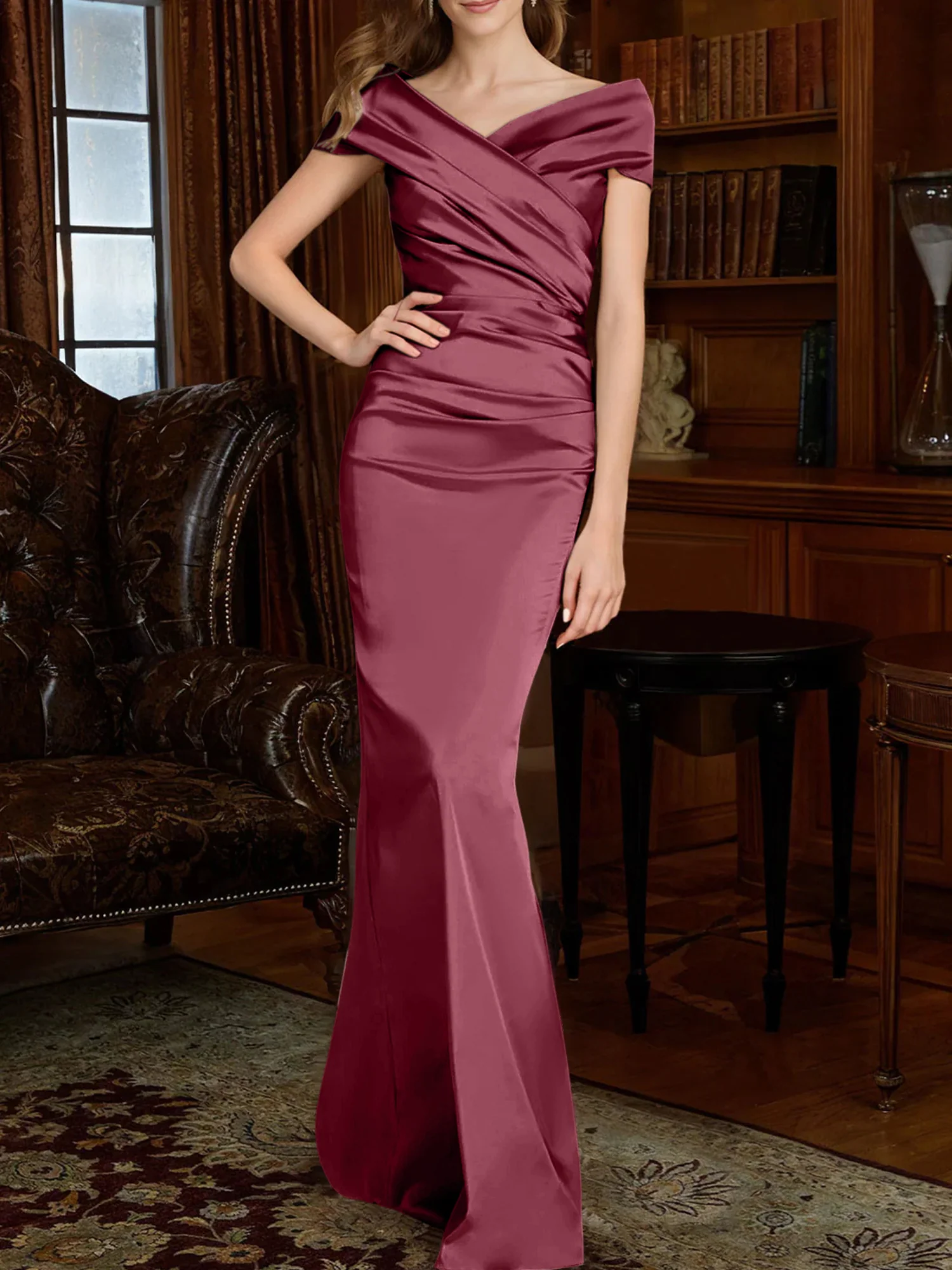 Sheath/Column Off-the-Shoulder Mother of the Bride Dresses - Image 41