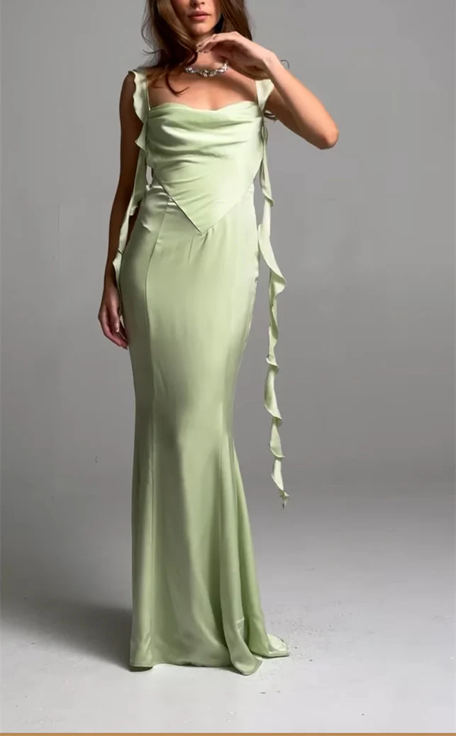 Sheath/Column Strapless Sleeveless Floor-Length Long Evening Dresses With Sash - Image 3