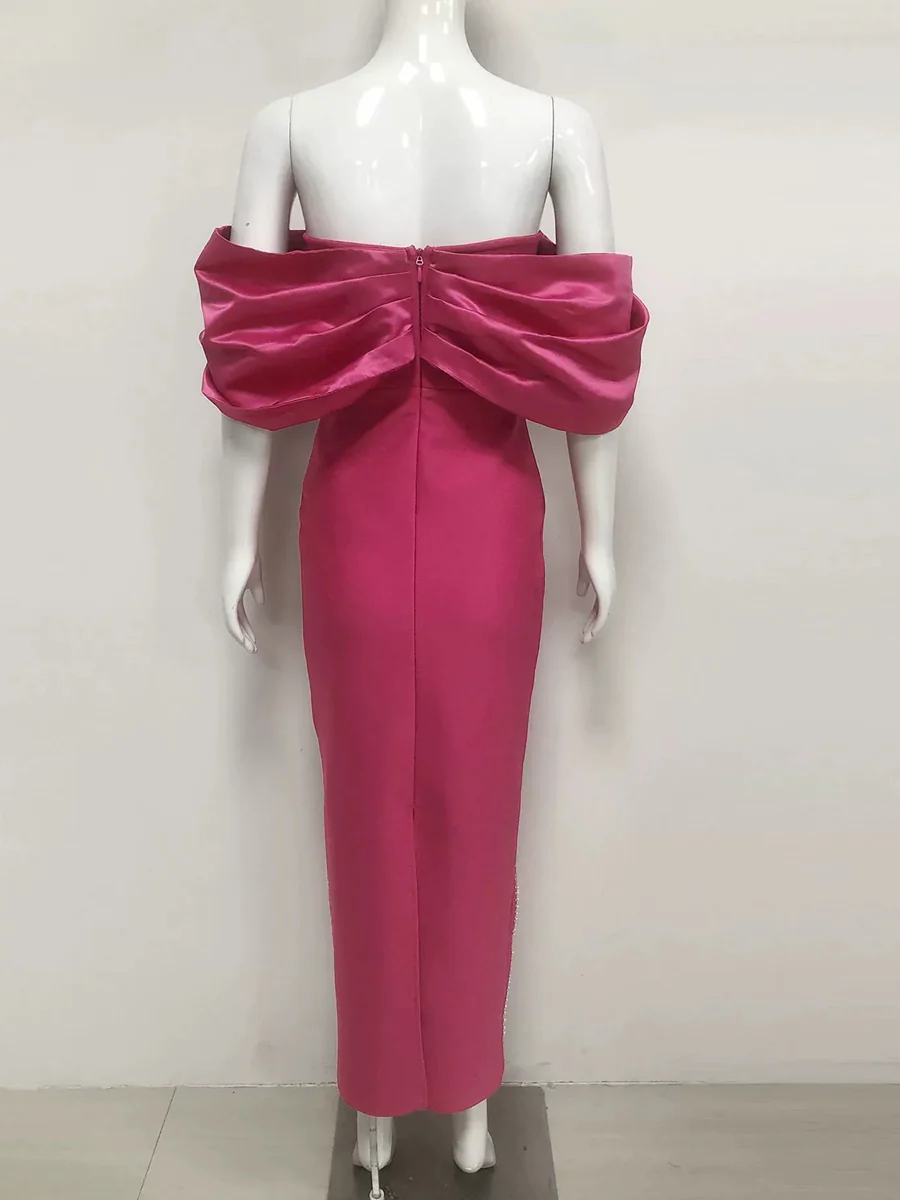 Sheath/Column Off-the-Shoulder Sleeveless Evening Dresses with Crystals & Ruffles - Image 11