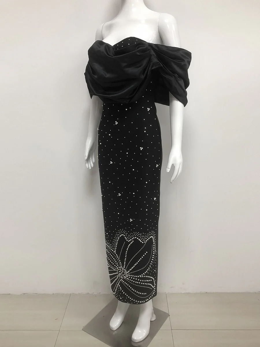 Sheath/Column Off-the-Shoulder Sleeveless Evening Dresses with Crystals & Ruffles - Image 4