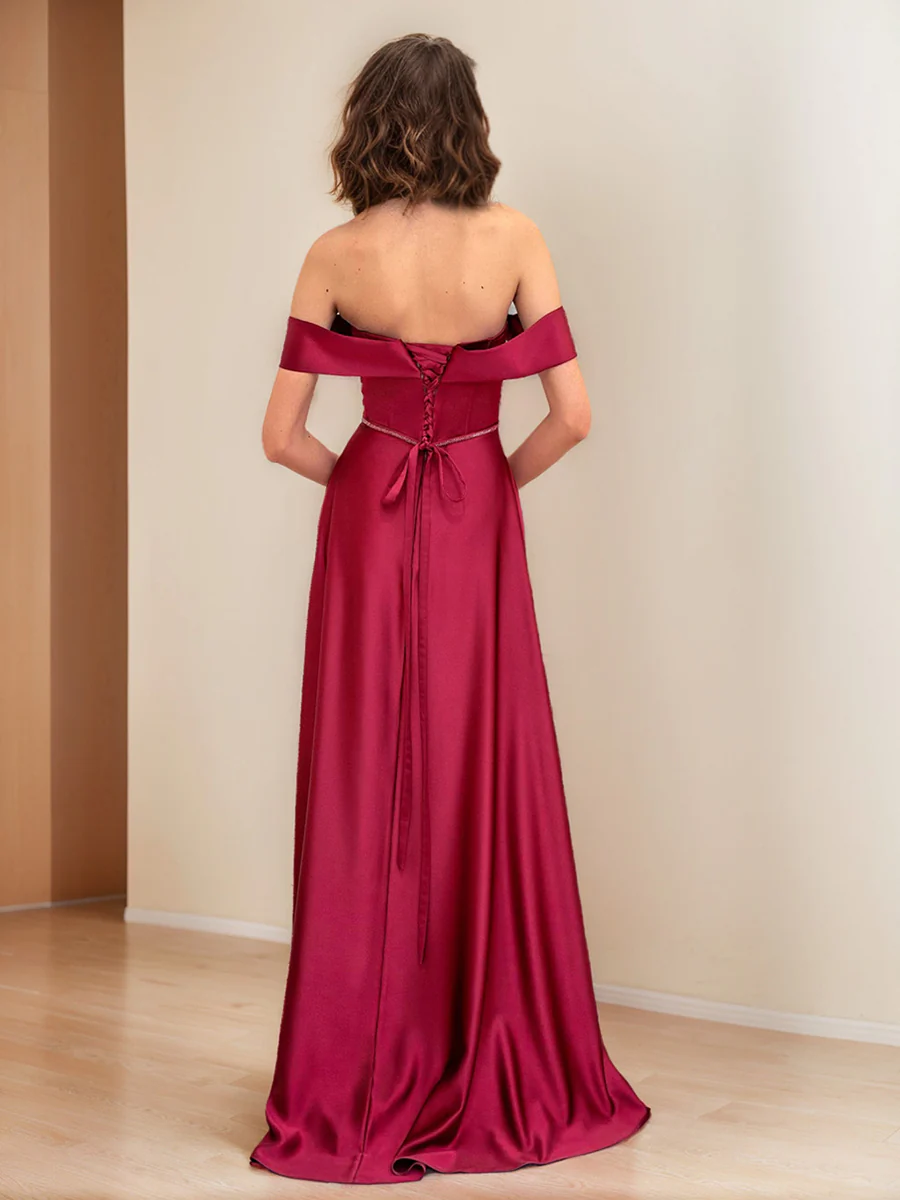 Sheath/Column Off-the-Shoulder Sleeveless Evening Dresses with Cut-out & Belt - Image 2