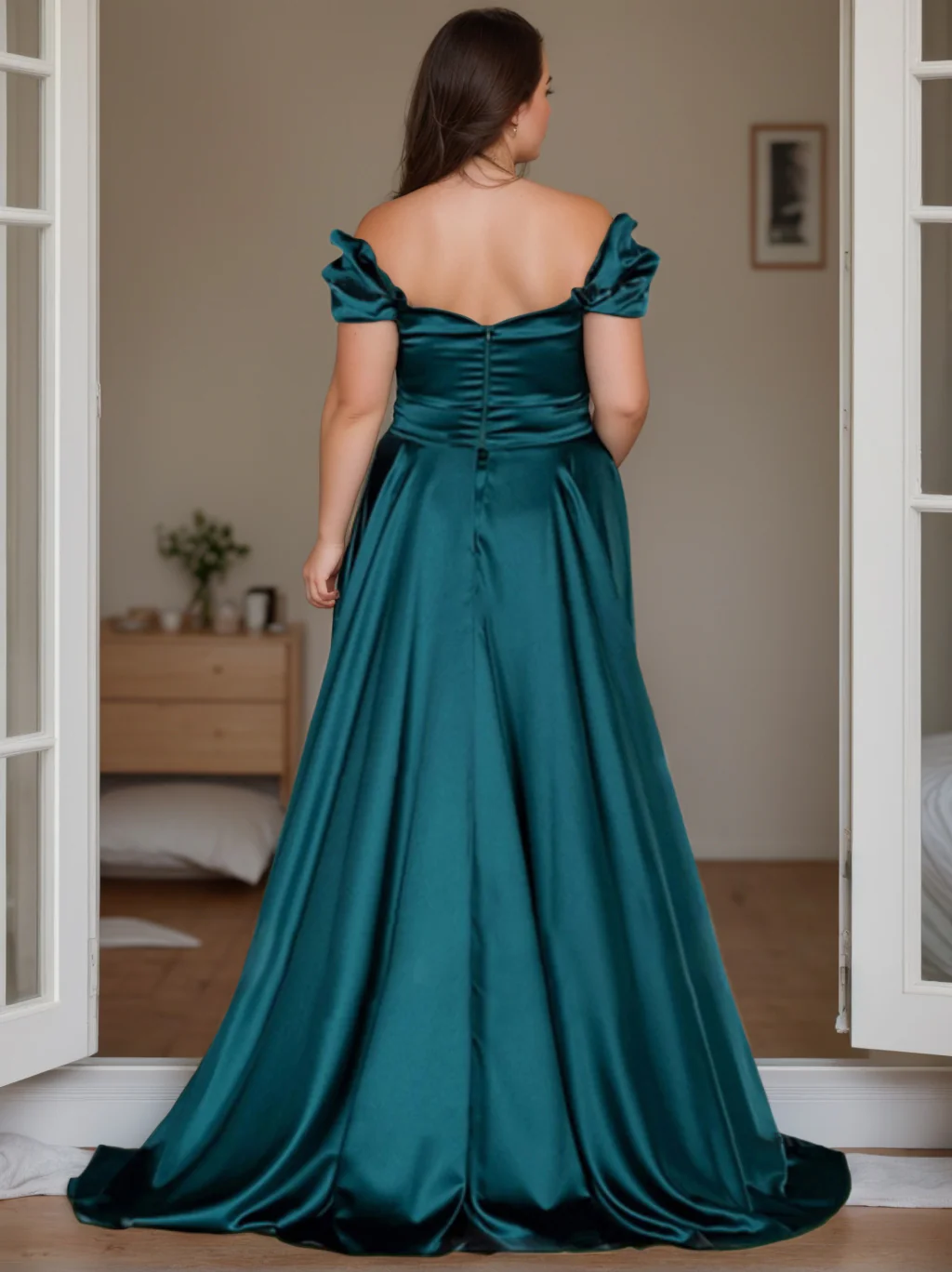 Sheath/Column Off-the-Shoulder Sleeveless Floor-Length Plus Size Mother of the Bride Dresses with Split Side - Image 2