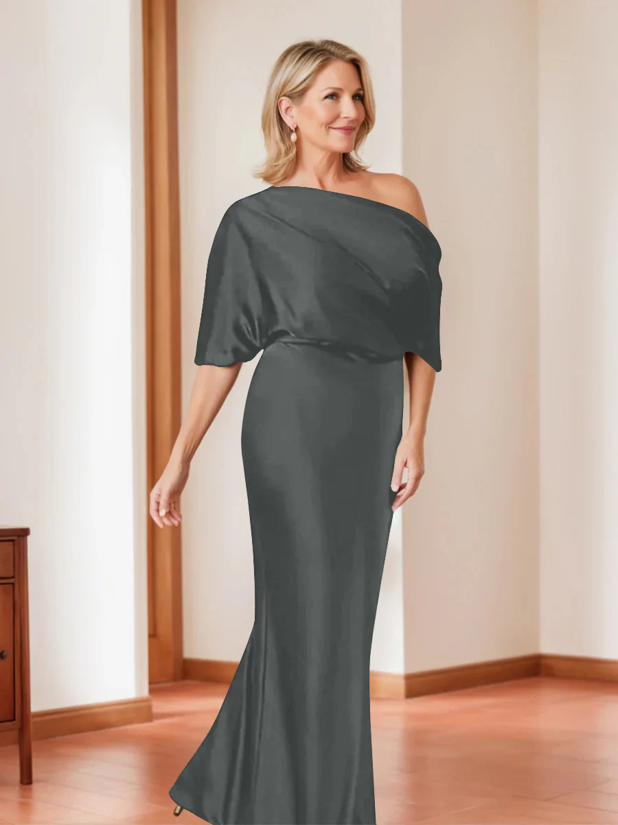 Sheath/Column One-Shoulder 1/2 Sleeves Elegant Plus Size Mother of the Bride Dresses - Image 10
