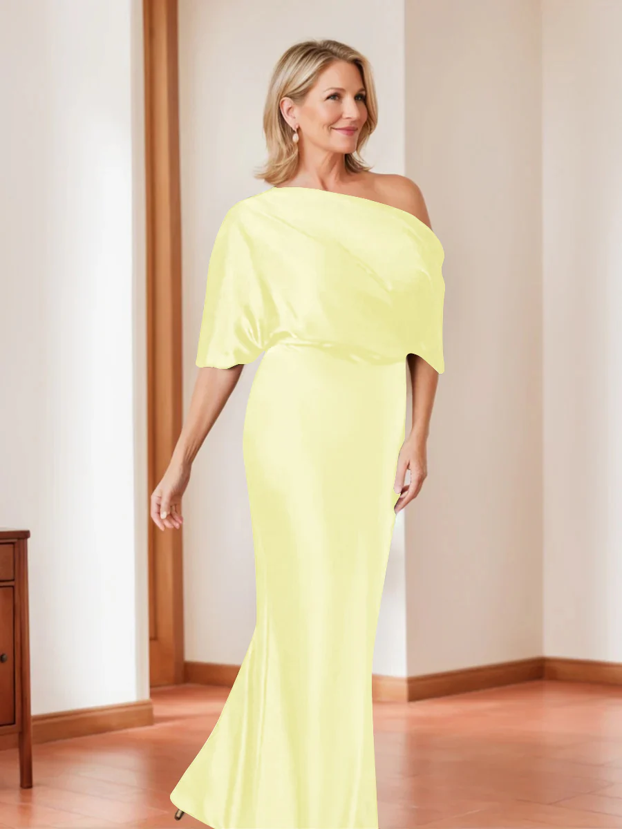 Sheath/Column One-Shoulder 1/2 Sleeves Elegant Plus Size Mother of the Bride Dresses - Image 12