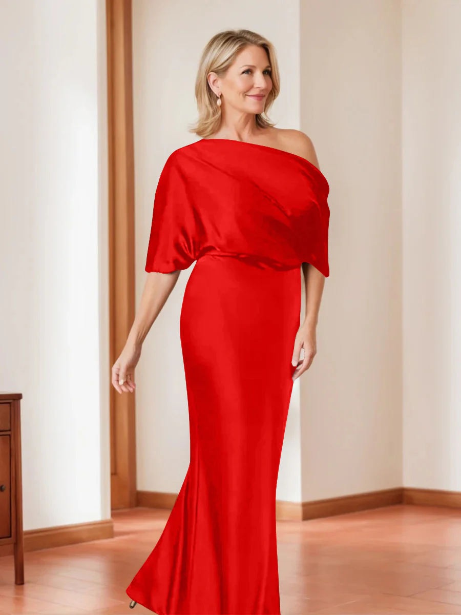 Sheath/Column One-Shoulder 1/2 Sleeves Elegant Plus Size Mother of the Bride Dresses - Image 14