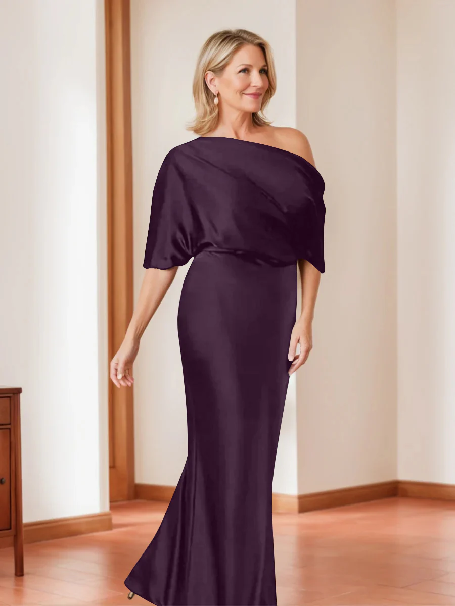 Sheath/Column One-Shoulder 1/2 Sleeves Elegant Plus Size Mother of the Bride Dresses - Image 16