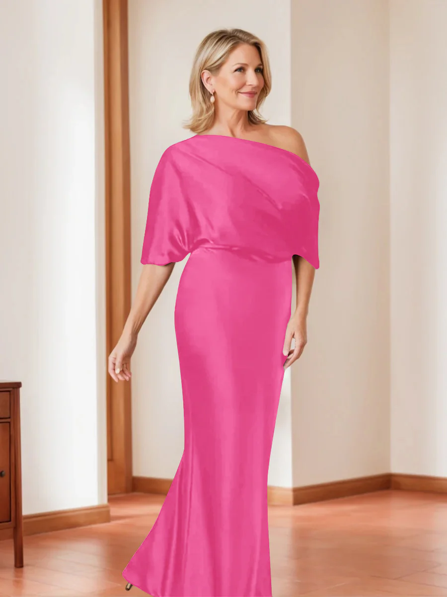 Sheath/Column One-Shoulder 1/2 Sleeves Elegant Plus Size Mother of the Bride Dresses - Image 19
