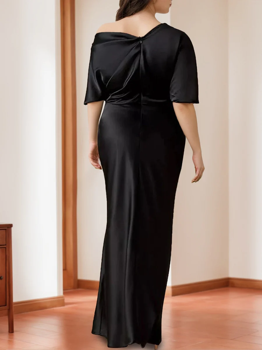 Sheath/Column One-Shoulder 1/2 Sleeves Elegant Plus Size Mother of the Bride Dresses - Image 2