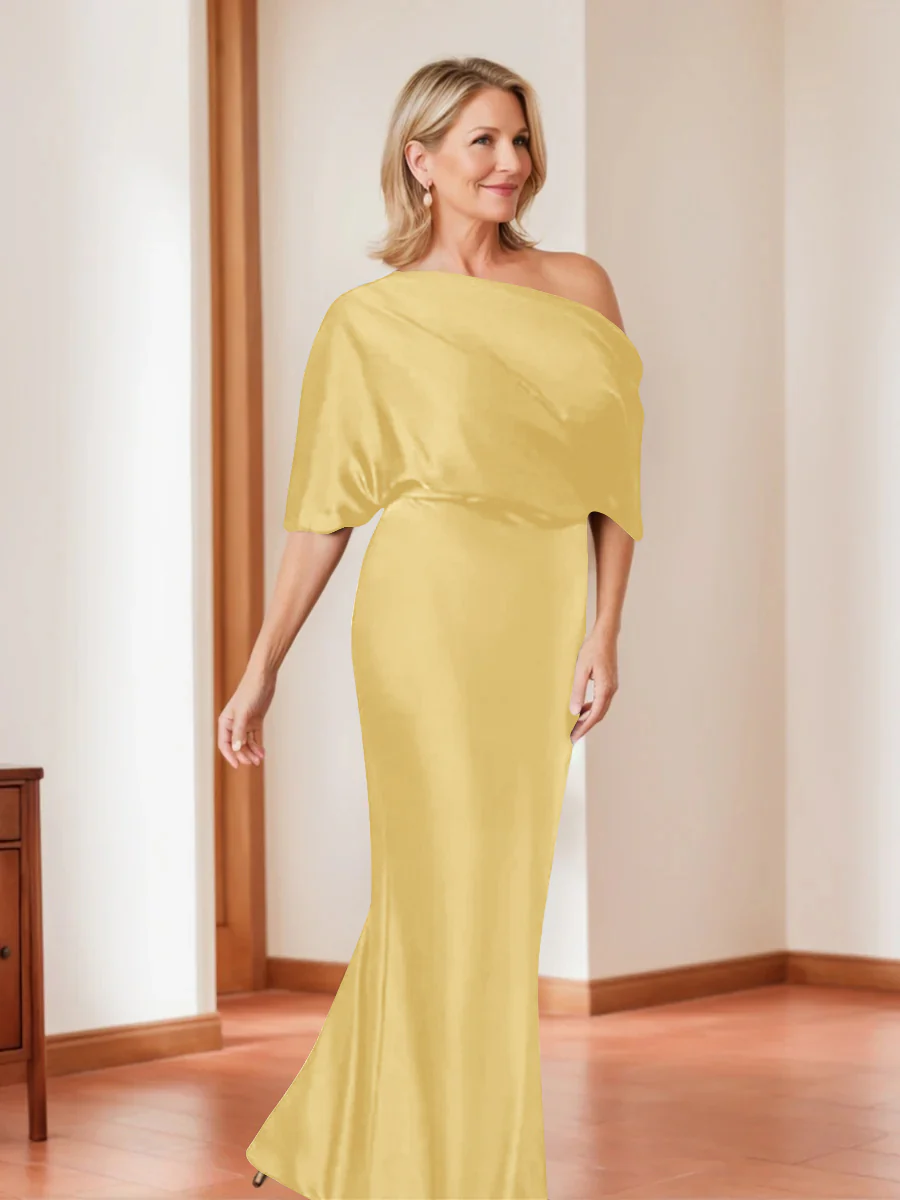Sheath/Column One-Shoulder 1/2 Sleeves Elegant Plus Size Mother of the Bride Dresses - Image 20