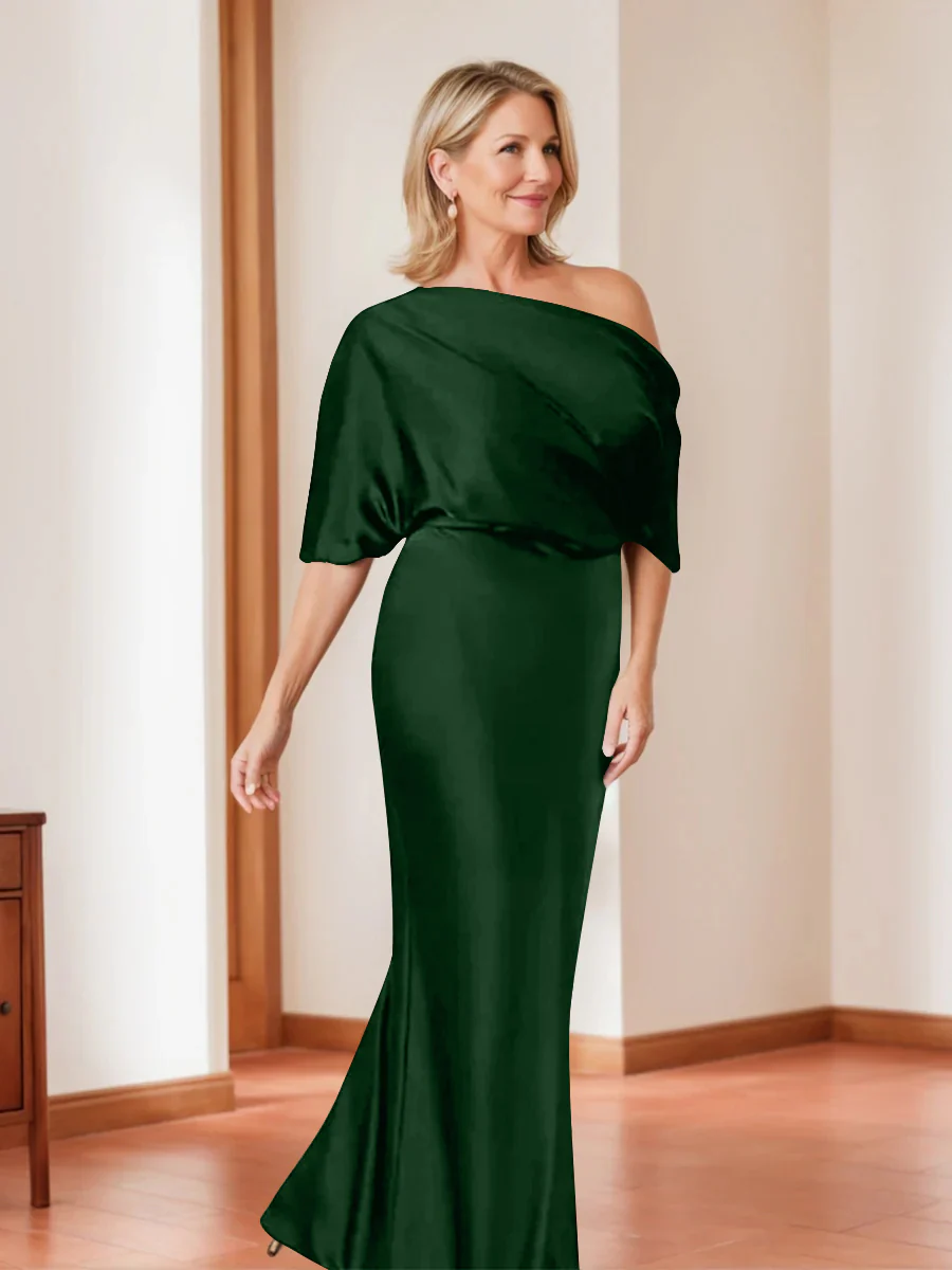 Sheath/Column One-Shoulder 1/2 Sleeves Elegant Plus Size Mother of the Bride Dresses - Image 22