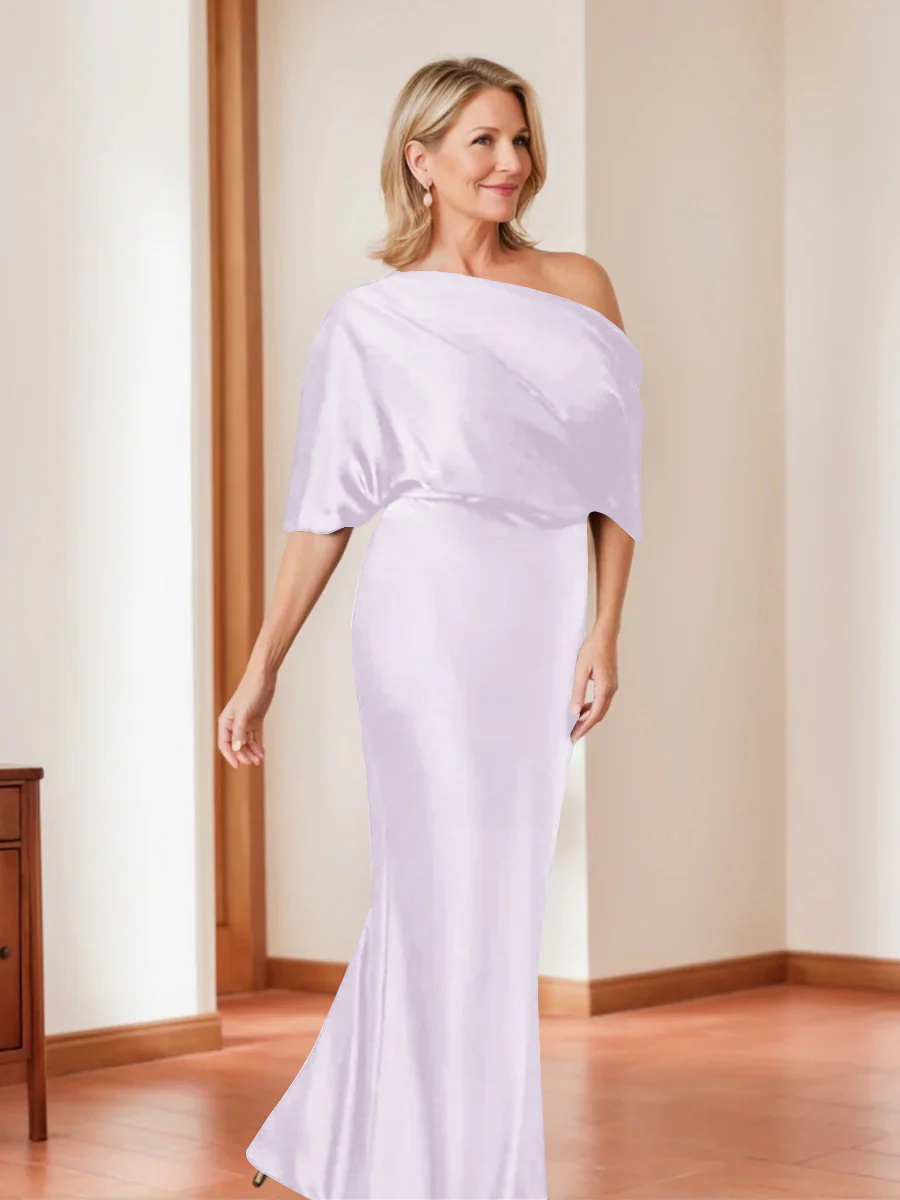 Sheath/Column One-Shoulder 1/2 Sleeves Elegant Plus Size Mother of the Bride Dresses - Image 27