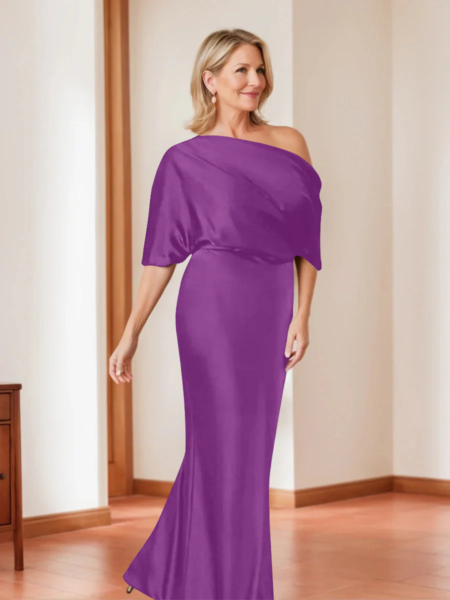 Sheath/Column One-Shoulder 1/2 Sleeves Elegant Plus Size Mother of the Bride Dresses - Image 3