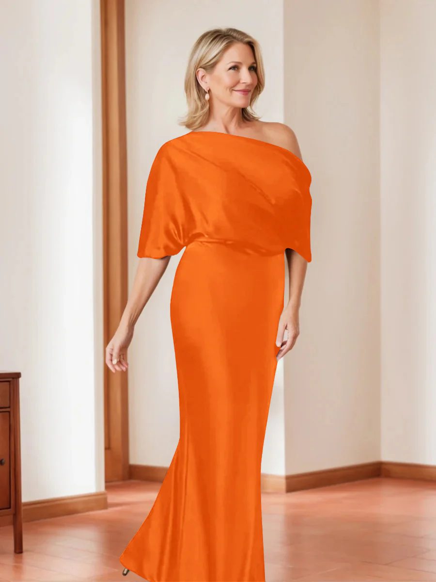 Sheath/Column One-Shoulder 1/2 Sleeves Elegant Plus Size Mother of the Bride Dresses - Image 31