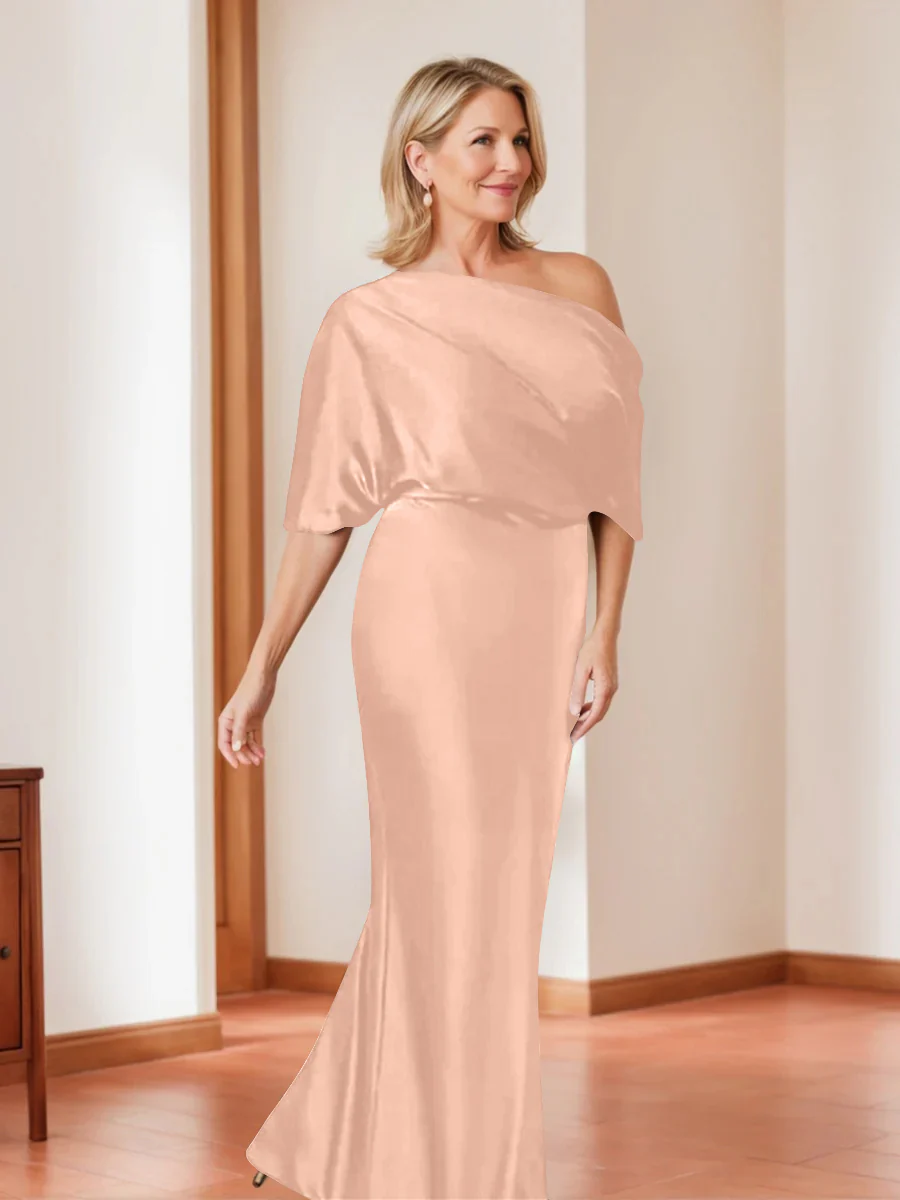 Sheath/Column One-Shoulder 1/2 Sleeves Elegant Plus Size Mother of the Bride Dresses - Image 33