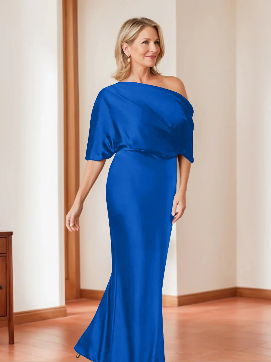Sheath/Column One-Shoulder 1/2 Sleeves Elegant Plus Size Mother of the Bride Dresses - Image 37
