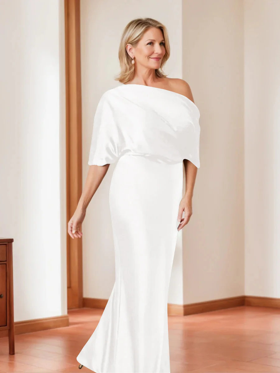 Sheath/Column One-Shoulder 1/2 Sleeves Elegant Plus Size Mother of the Bride Dresses - Image 4