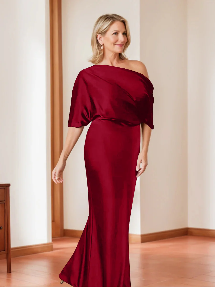 Sheath/Column One-Shoulder 1/2 Sleeves Elegant Plus Size Mother of the Bride Dresses - Image 6