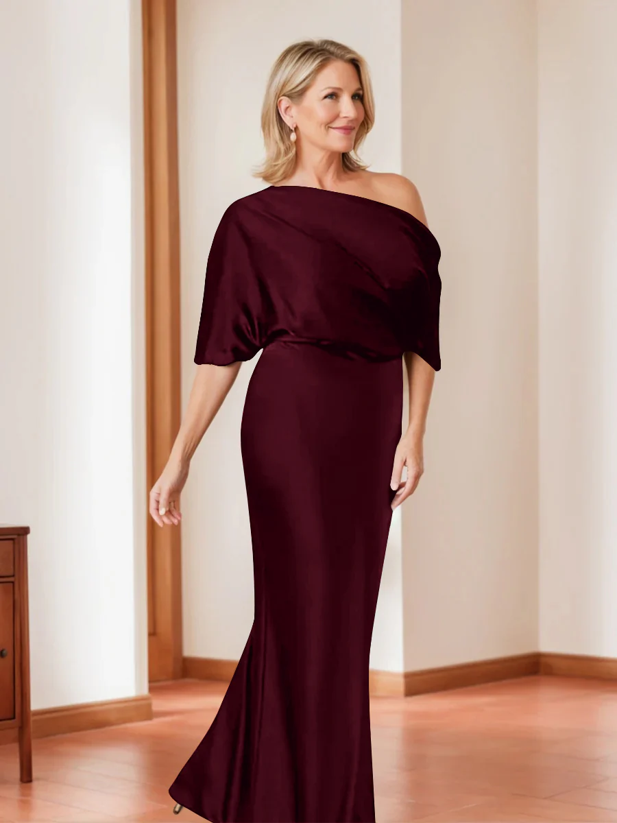 Sheath/Column One-Shoulder 1/2 Sleeves Elegant Plus Size Mother of the Bride Dresses - Image 7