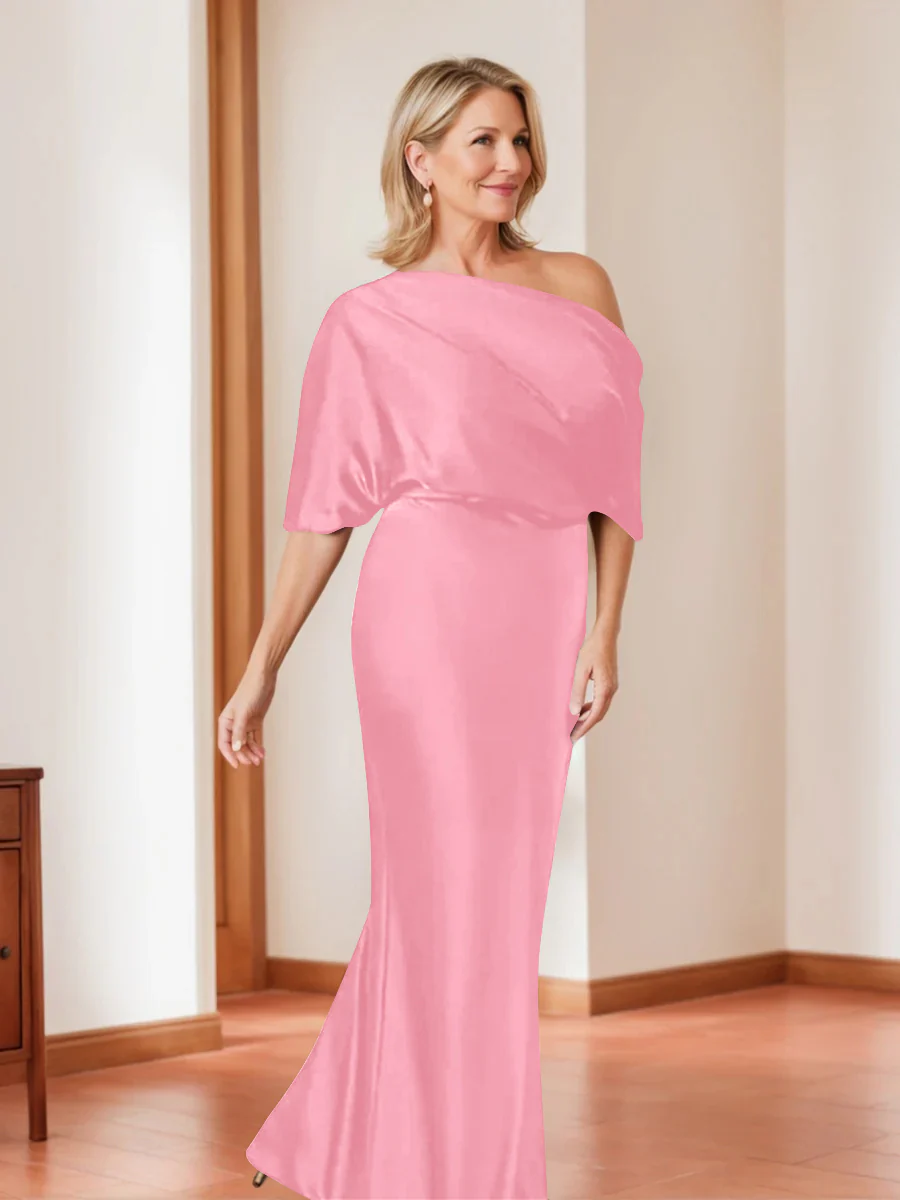 Sheath/Column One-Shoulder 1/2 Sleeves Elegant Plus Size Mother of the Bride Dresses - Image 8