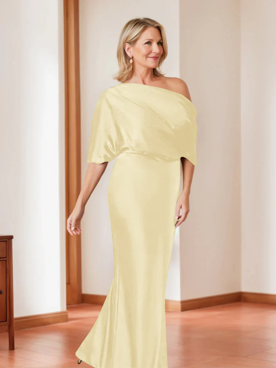 Sheath/Column One-Shoulder 1/2 Sleeves Elegant Plus Size Mother of the Bride Dresses - Image 9