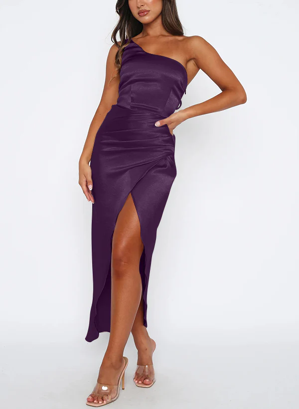 Sheath/Column One-Shoulder Ankle-Length Long Bridesmaid Dresses - Image 21