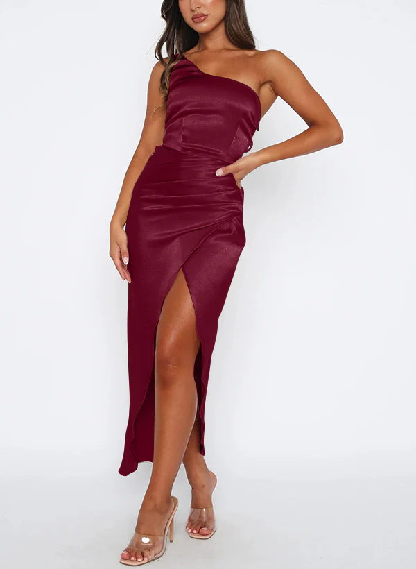 Sheath/Column One-Shoulder Ankle-Length Long Bridesmaid Dresses - Image 35