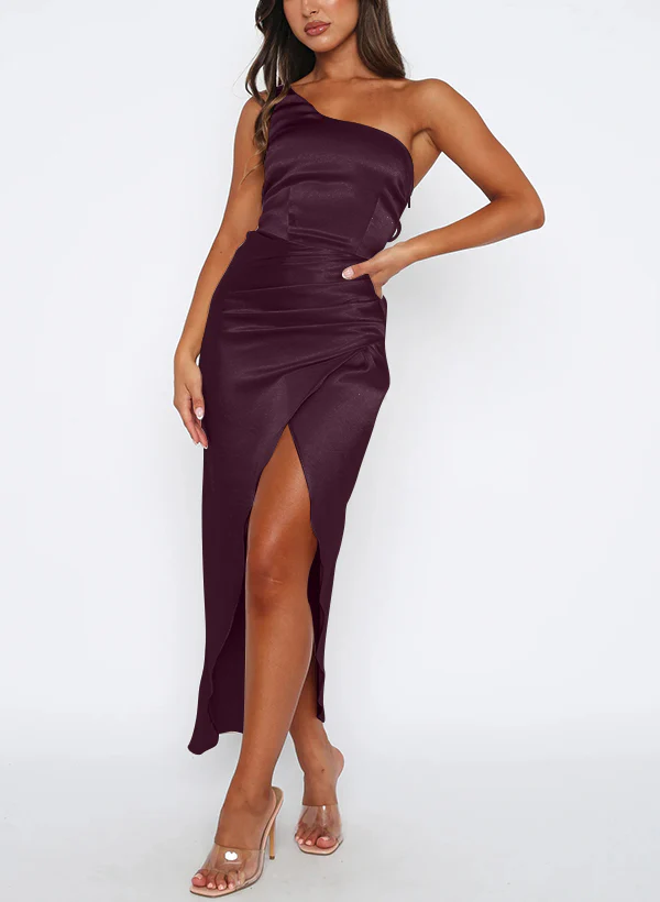Sheath/Column One-Shoulder Ankle-Length Long Bridesmaid Dresses - Image 36