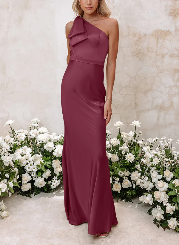 Sheath/Column One-Shoulder Floor-length Long Bridesmaid Dresses - Image 10