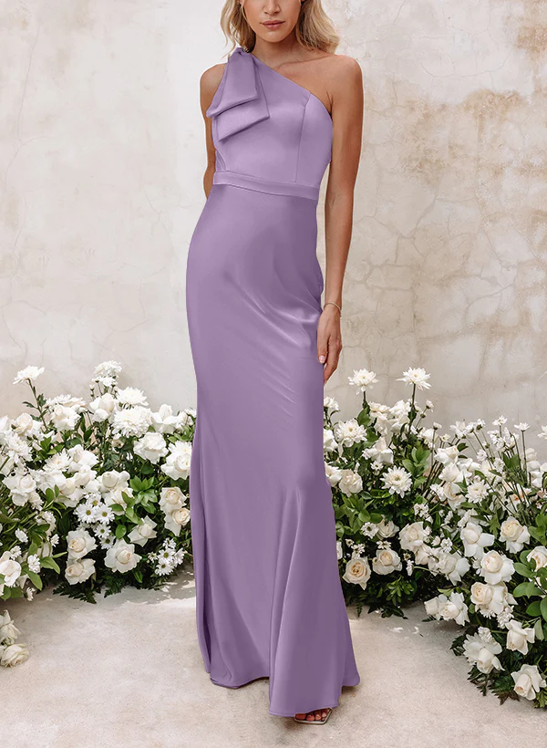 Sheath/Column One-Shoulder Floor-length Long Bridesmaid Dresses - Image 22