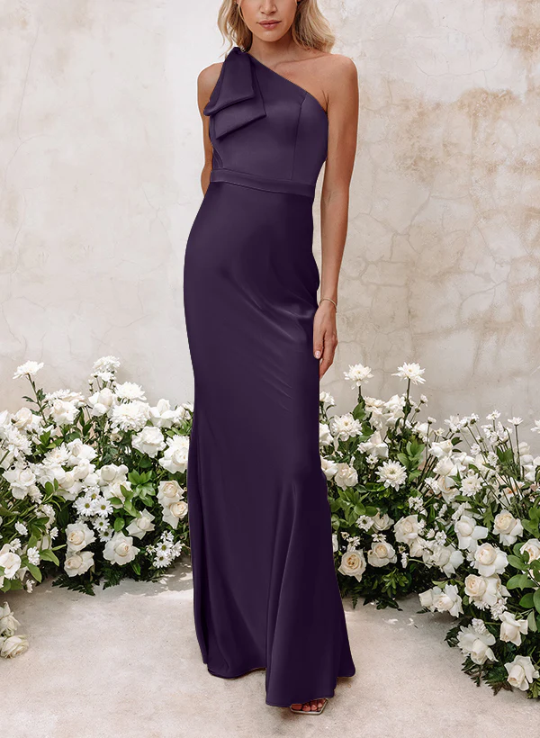 Sheath/Column One-Shoulder Floor-length Long Bridesmaid Dresses - Image 28
