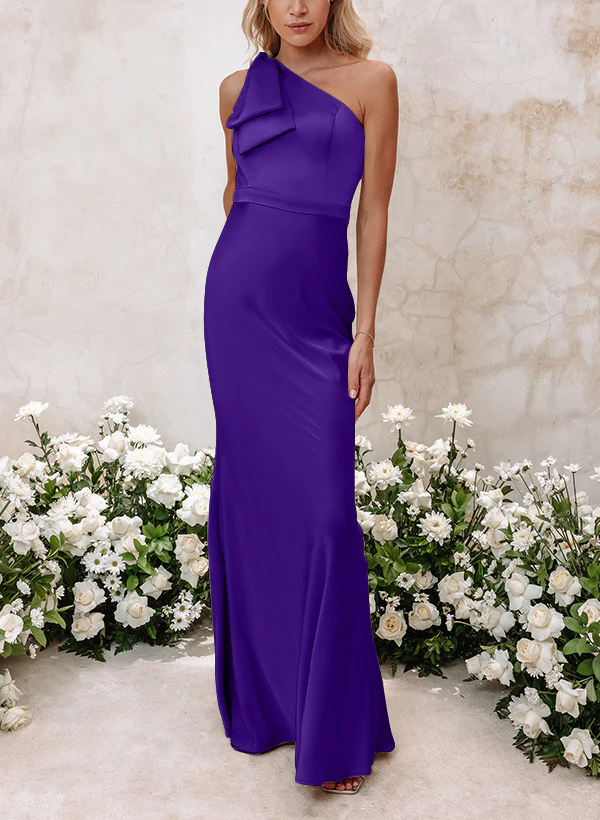 Sheath/Column One-Shoulder Floor-length Long Bridesmaid Dresses - Image 32