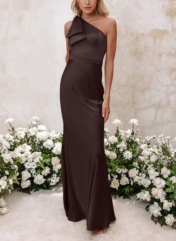 Sheath/Column One-Shoulder Floor-length Long Bridesmaid Dresses - Image 47