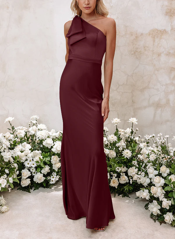 Sheath/Column One-Shoulder Floor-length Long Bridesmaid Dresses - Image 7