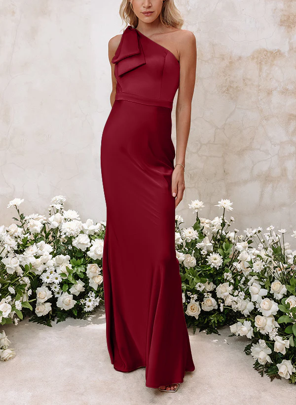 Sheath/Column One-Shoulder Floor-length Long Bridesmaid Dresses - Image 8
