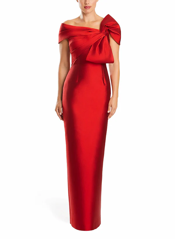 Sheath/Column One-Shoulder Floor-Length Mother of the Bride Dresses with Bow - Image 10