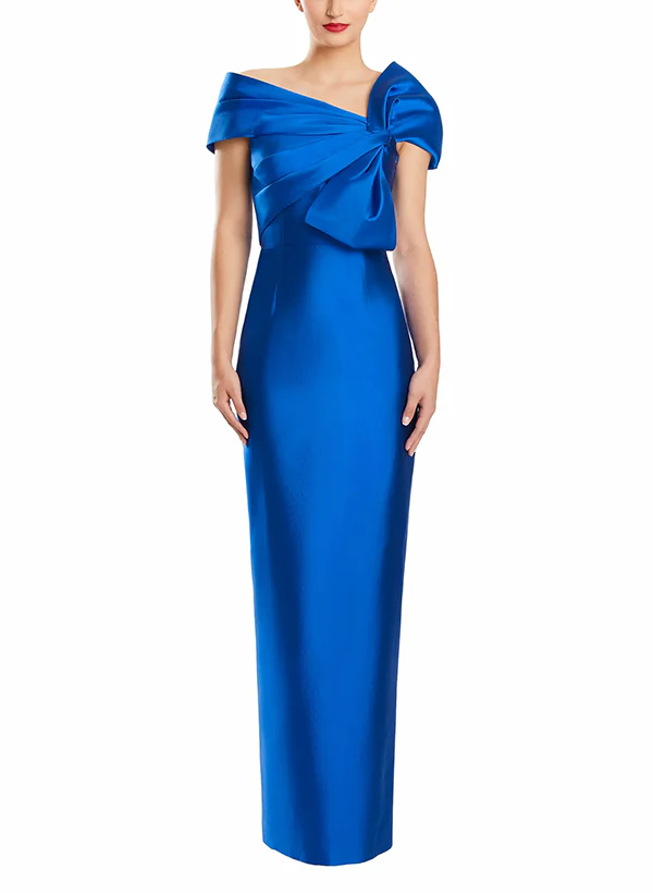 Sheath/Column One-Shoulder Floor-Length Mother of the Bride Dresses with Bow - Image 8